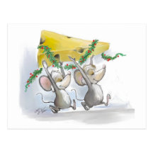 Merry Mice Mic & Mac Holiday Postcard
