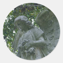 Metairie Angels Statues Round Stickers