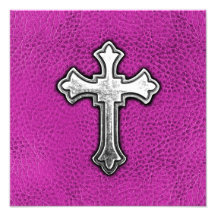 Metal Cross on Pink Leather Photo Art