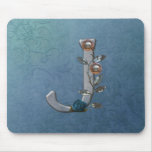 Metal Flowers Monogram J Mouse Pads