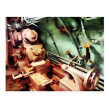 Metal Lathe in Submarine Postcard