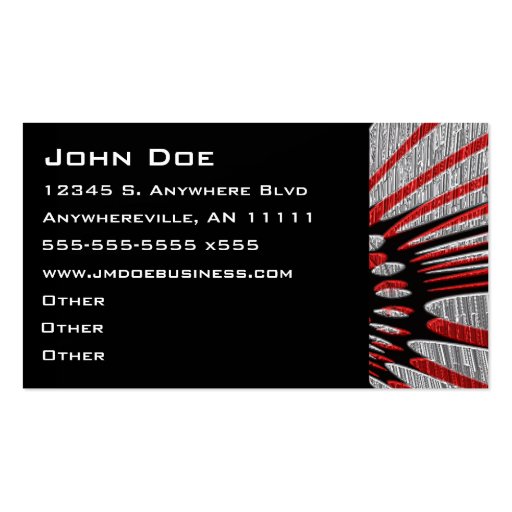 Metallic Silver and Red Accent Business Card