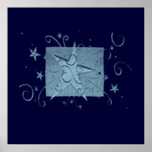 Metallic Stars and Swirls Print