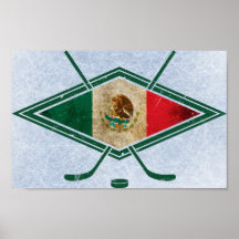 Mexican Ice Hockey Flag Poster