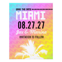 MIAMI Save the Date Linen Paper Personalised Announcement