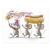 Mic, Mac & Moe's Happy 4th of July Postcard