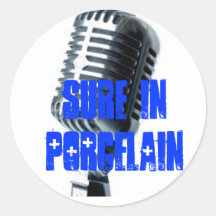 mic, Sure In Porcelain Round Stickers