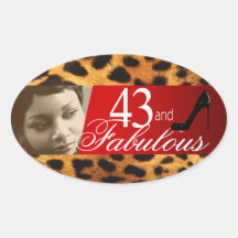 Michelle Leopard Photo Party Wine Oval Sticker