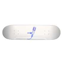 Microphone Blue and White Side View Graphic Skate Deck