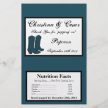 Microwave Popcorn Wrapper Western Blue Cowboy Boot Flyer