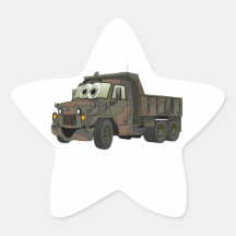 Military Dump Truck Cartoon Star Sticker