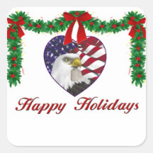 Military Patriotic Heart Christmas Stickers