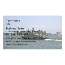 Military patrol boat against blue sky business cards