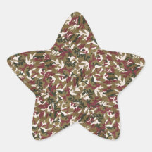 Military Red Green Brown Camouflage Pattern Star Sticker