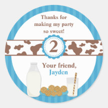 Milk and Cookies Birthday Party Sticker