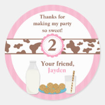 Milk and Cookies Birthday Party Stickers