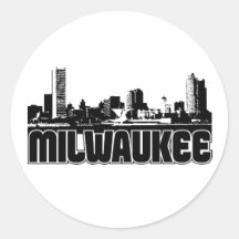 Milwaukee Skyline Round Stickers