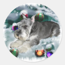 Miniature Schnauzer Christmas Gifts Round Sticker