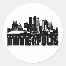Minneapolis Skyline Round Stickers