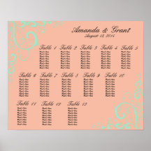 Mint and Peach Sophisticated Flourishes Poster