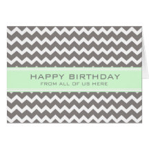 Mint Grey Chevron Business From Group Birthday Greeting Cards