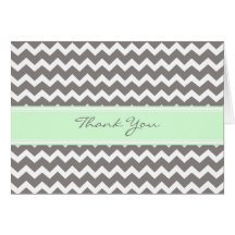 Mint Grey Chevron Wedding Thank You Card