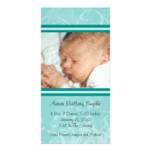 Mint Mod Style New Baby Photo Card