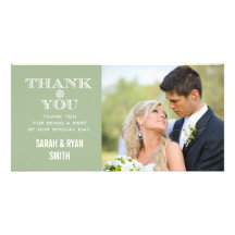 Mint Snowflake Wedding Photo Thank You Cards Custom Photo Card