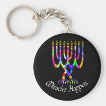 Miracles Happen Menorah Keychain