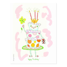 miss birthday cake postcard