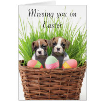 Missing you on Easter boxer pups card