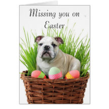 Missing you on Easter bulldog card