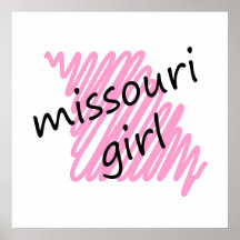 Missouri Girl with Scribbled Missouri Map Posters
