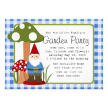 Mister Mushroom Garden Gnome Custom Invites