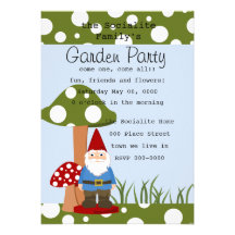 Mister Mushroom Garden Gnome Personalized Invitation