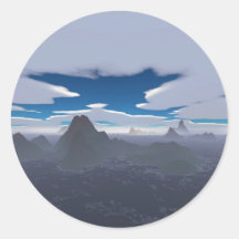 Misty archipelago round sticker