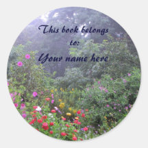 Misty Garden Bookplate Sticker