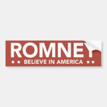 Mitt Romney Believe In America Bumper Sticker Red