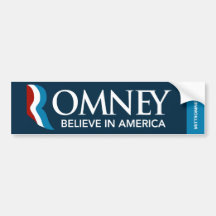 Mitt Romney Bumper Sticker Believe In America Blue
