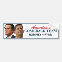 Mitt Romney Paul Ryan America's Comeback Team Bumper Stickers