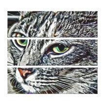 Miyu Cat Art 3 Stacked Panels Stretched Canvas Prints