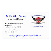 MJ'S 911 Store Business Card