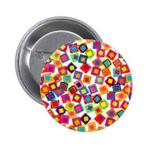 Mod Colourful Confetti Squares Pinback Button