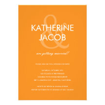 Modern Ampersand Wedding Shower Invites Orange