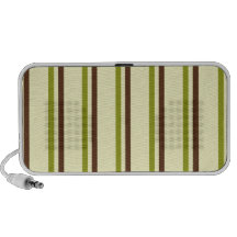 Modern and Trendy Green Brown and Creme Stripes iPhone Speakers
