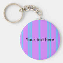 Modern baby blue stripes on violet keychain