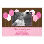 Modern Balloons Photo Birthday Invitation - Pink
