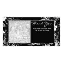 Modern Black and Grey Thank You Photocard Customised Photo Card
