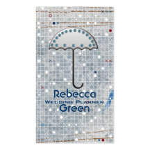 Modern Blue white Umbrella fashion Business Cards
