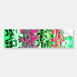Modern bright green pink and black psychedelic bumper stickers